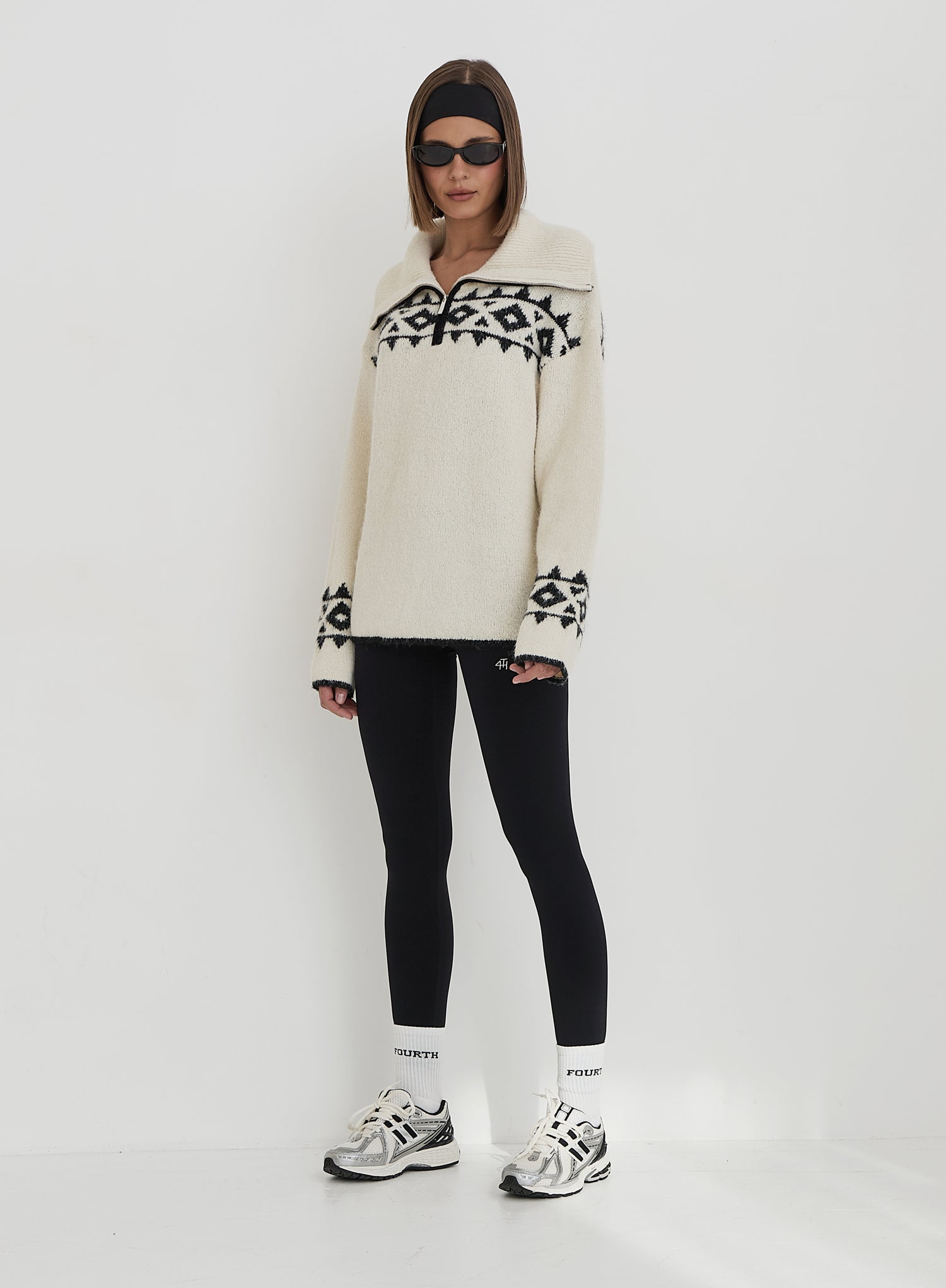 Cream Fairisle Knitted Half Zip Jumper